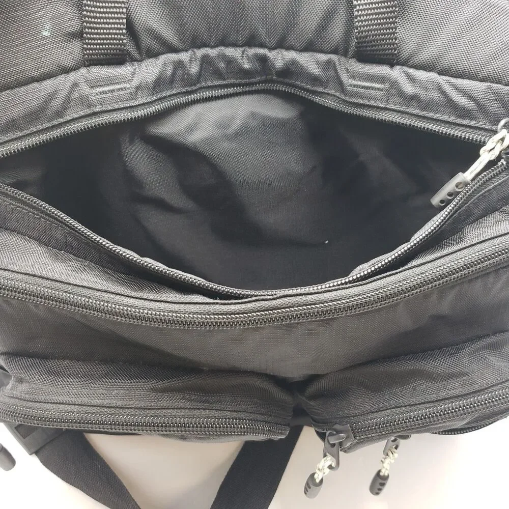 Vintage LL Bean Black Padded Laptop Messenger Bag Briefcase Satchel Multi Pocket